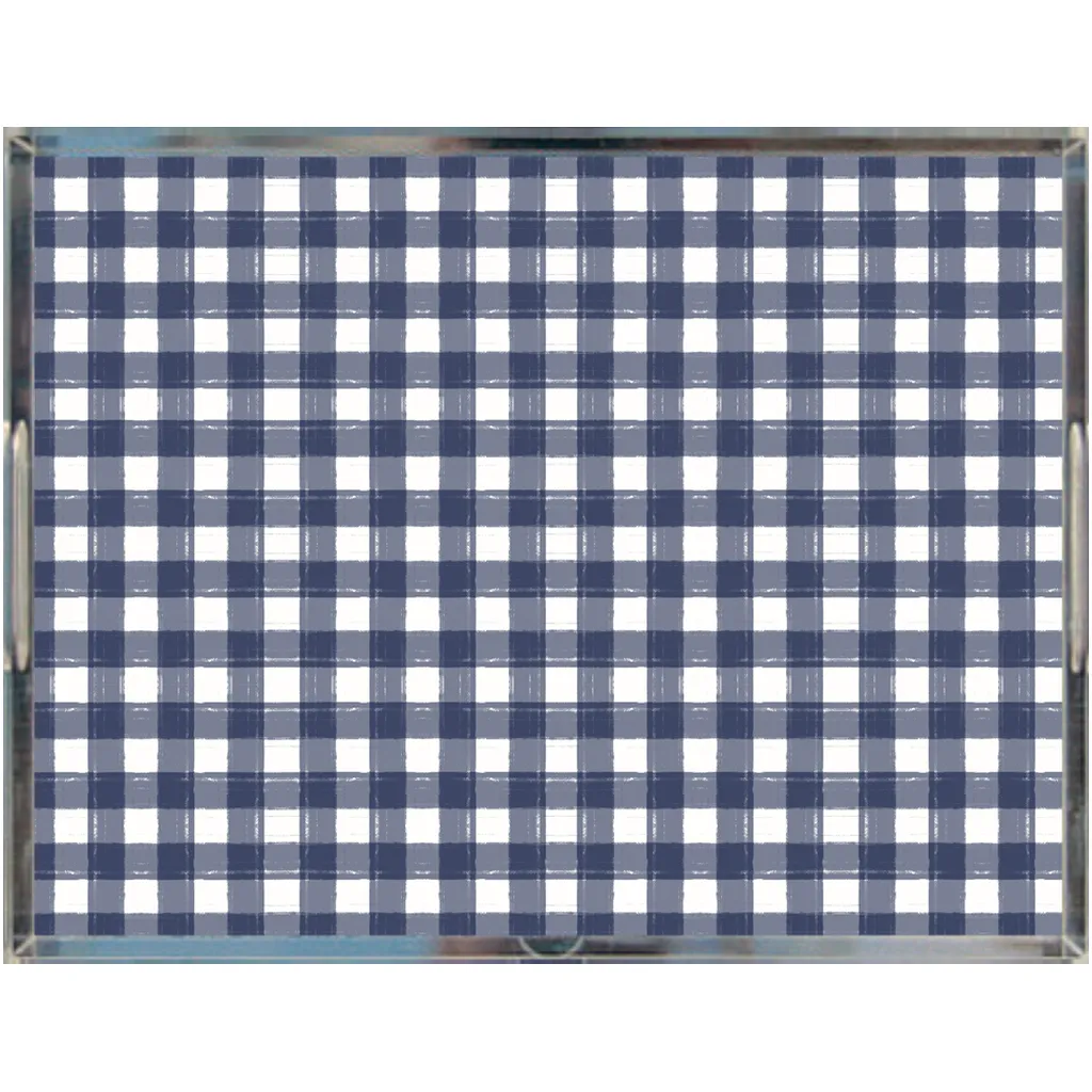 Acrylic Tray - Gingham Navy