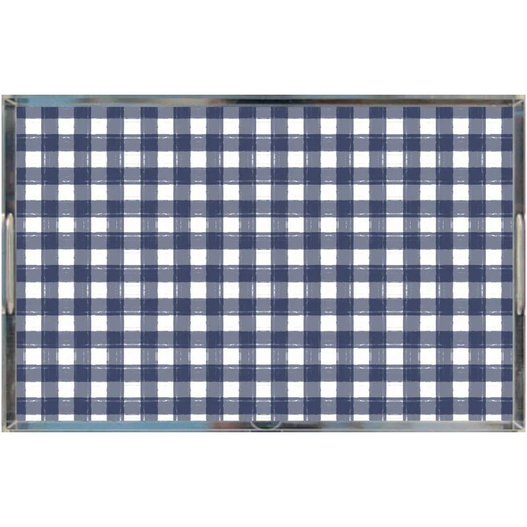Acrylic Tray - Gingham Navy