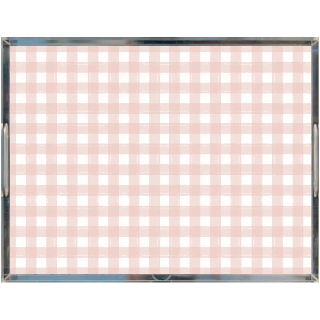 Acrylic Tray - Gingham Pink