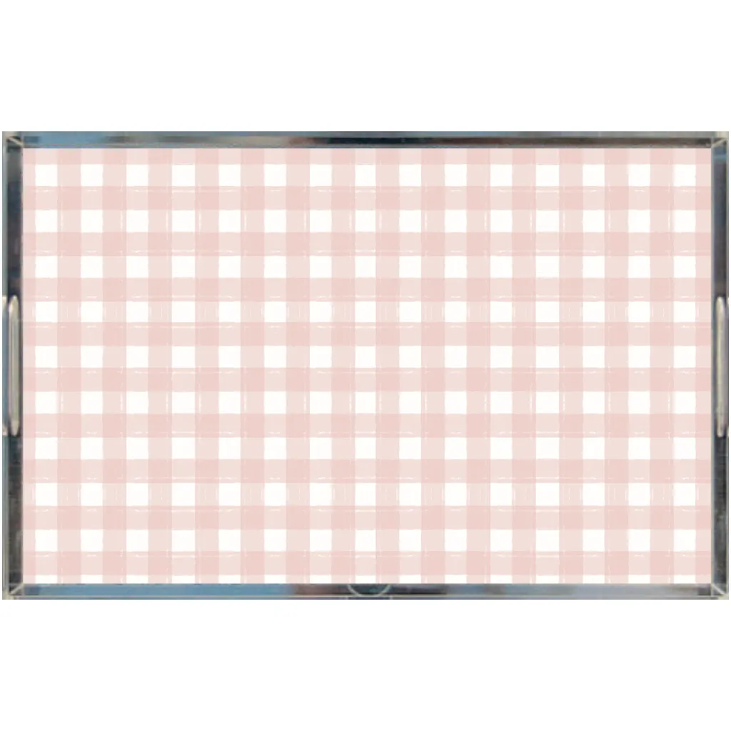 Acrylic Tray - Gingham Pink
